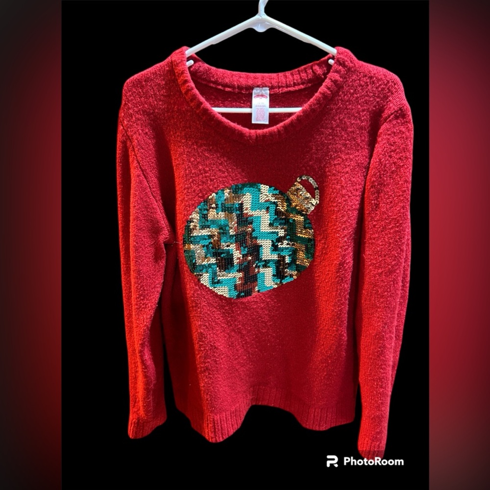 4/$20 Holiday Time sequined Red Sweater: EUC